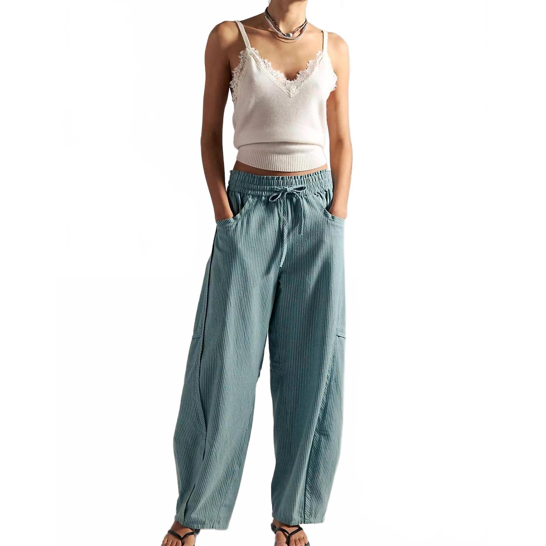 New Free People Something Good Pull-On Barrel Pants In Green
